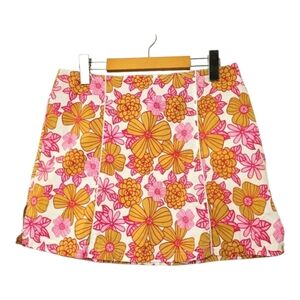 Brash Vintage Floral Mini Skirt Orange Pink 70s Retro Boho Women’s Medium